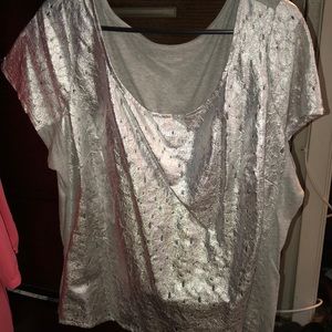 Lane Bryant Grey & silver shirt